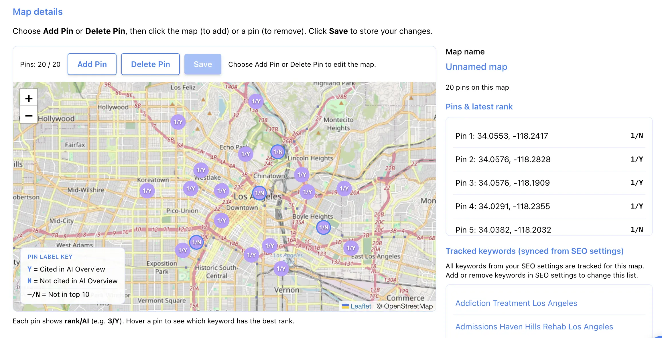 PinPoint Tracker local SEO pin-drop rankings